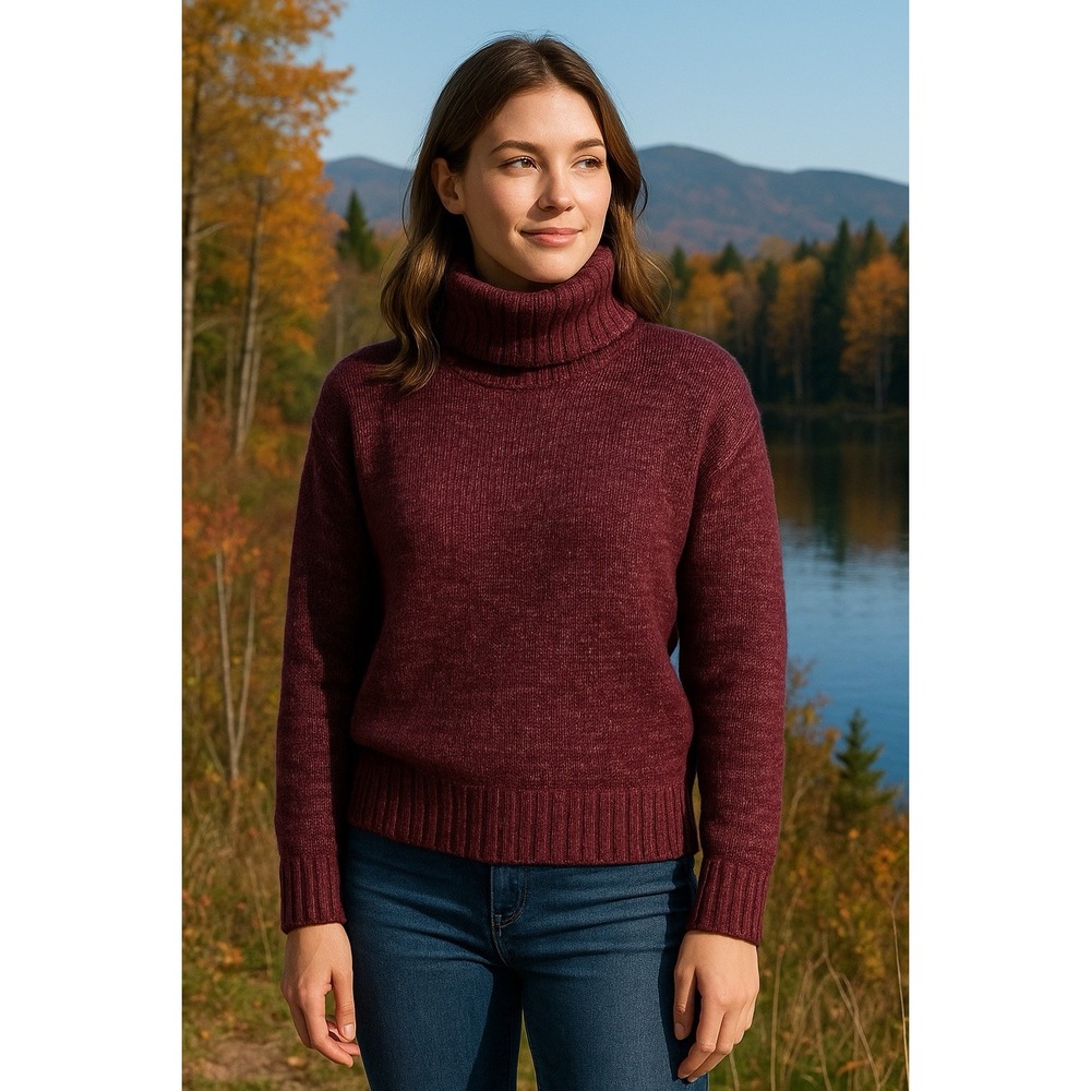 Banana Republic Maroon Turtleneck Sweater Women's Medium Cozy Knit Pullover